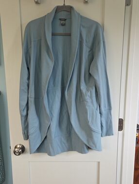 Eddie Bauer Light Blue Open-Front Cardigan Jacket